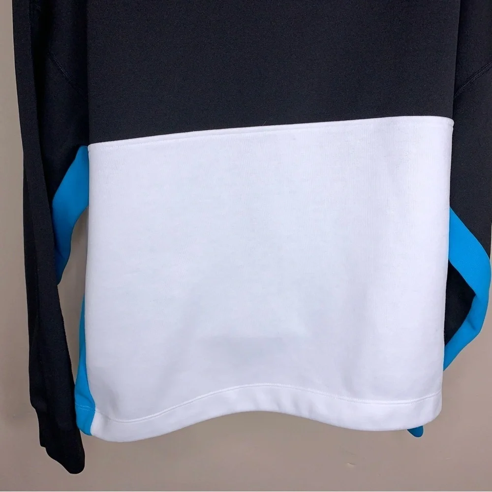 Large DKNY Sport Colorblock Athletic Jacket Golf Black White Blue Zip Collar